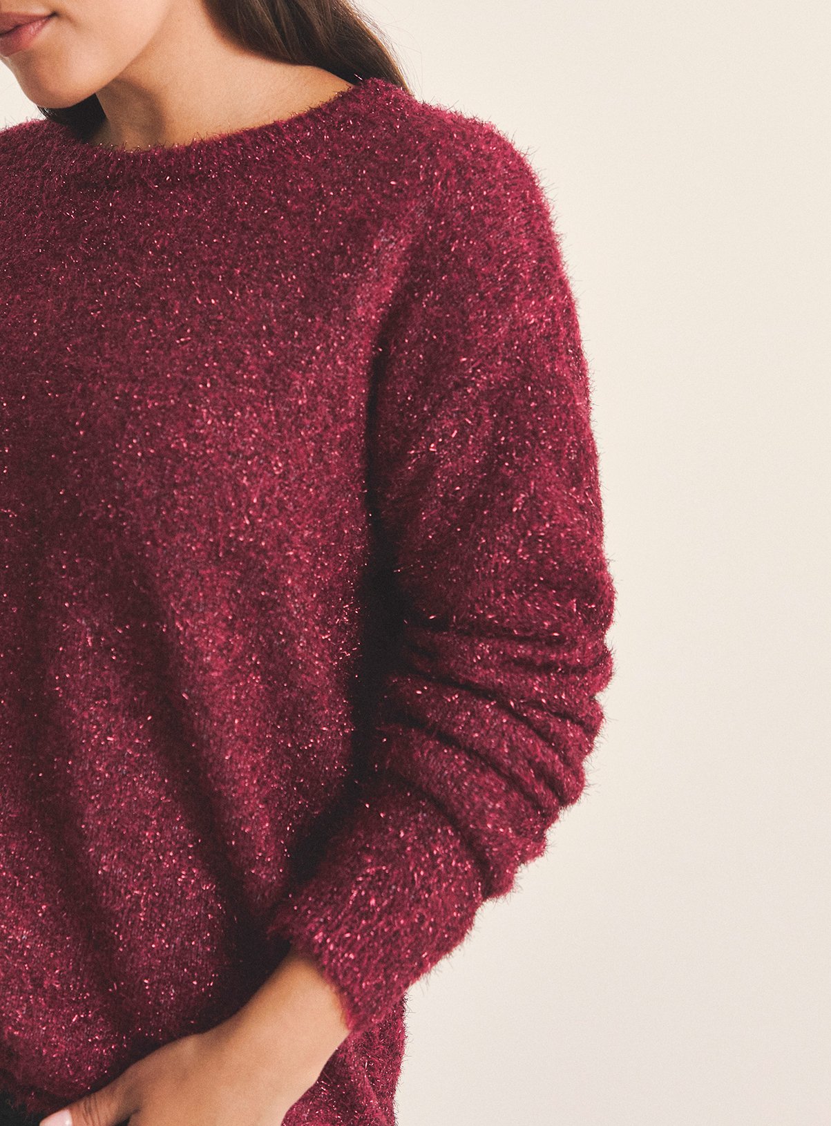 SIMPLY BE Tinsel Knit Bow Back Jumper 12-14 - Image 4 thumbnail